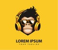 Awesome cool monkey logo design Royalty Free Stock Photo