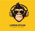 Awesome cool monkey logo design Royalty Free Stock Photo