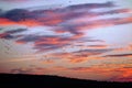 Awesome dramatic fire-red burning sunrise sky and birds