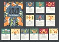 Awesome fox calendar for 2020 year. Twelve months background