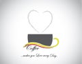 Awesome fresh coffee in a black dark cup with a heart love shape