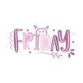 Awesome Friday Weekday Typography Doodle Vector