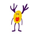 Awesome funny yellow deer with a face, and with hands and legs,