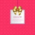 Awesome Gift Sign on Square Card with Gold Bow