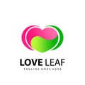 Awesome Gradient Love Leaf Modern Logo Design Template Vector Royalty Free Stock Photo