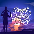 Awesome happy fathers day lettering with illustration