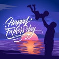 Awesome happy fathers day lettering with illustration