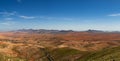 Awesome high level aspect panoramic view of the dramatic volcanic mountains on the island of Fuerteventura