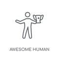awesome human linear icon. Modern outline awesome human logo con