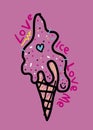 Love ice love me,ice cream,textile design vector illustration