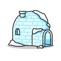Awesome igloo ice house in cute line art illustration Royalty Free Stock Photo