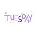 Awesome Tuesday Weekday Typography Doodle Vector