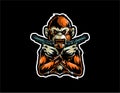 Awesome illustration monkey gun logo esport mascot art ghrapic design vector