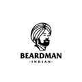 Awesome Indian bearded man logo design template