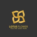 Awesome Lotus Flower Gold Logos Design Vector Illustration Template Stock Premium