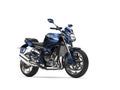 Awesome metallic dark blue modern motorcycle