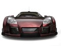 Awesome metallic red racing supercar - front closeup