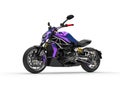 Awesome metallic violet modern chopper motorcycle
