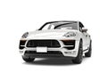 Awesome modern white SUV - front view closeup shot Royalty Free Stock Photo