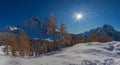 Awesome Mount Pelmo and Mount Civetta winter panorama