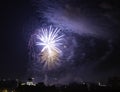 Awesome multi color fireworks explosions lighting sky Royalty Free Stock Photo