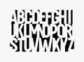 Awesome Negative Space Aalphabet. Black paper cutout font, modern type for logo, headline, monogram, creative lettering
