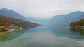 Awesome panoramic view of the lake Bohinj in Slovenia.