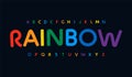 Awesome Rainbow color alphabet. Rounded stunning font, minimalist type for modern bright logo, headline, monogram