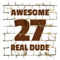 Awesome Real Dude printed on stylized brick wall. Textured inscription for your design. Vector Royalty Free Stock Photo