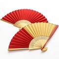 Awesome Red and Gold Fans isolated on transparent background Royalty Free Stock Photo