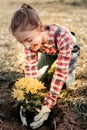 Awesome schooler wearing country style clothes at home