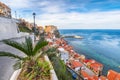 Awesome seaside and village Scilla with old medieval castle on rock Castello Ruffo Royalty Free Stock Photo