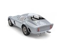 Awesome shiny silver vintage race car - top back view Royalty Free Stock Photo