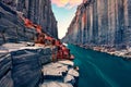 Awesome summer view of Studlagil Canyon. Breathtaking morning landscape of Jokulsa A Bru river. Superb outdoor scene of Iceland, E