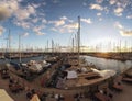 Awesome sunset panorama at marina in Rome with scenic sky and nice light and relaxing atmosphere - Italy