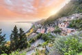 Awesome sunset and seascape near Taormina resorts and Etna volcano mount Royalty Free Stock Photo