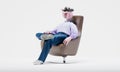 Awesome Travor sitting with an air of importance on a fashionable armchair. Highly detailed fashionable stylish abstract