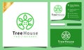 Awesome Tree House logo design vector illustration, minimalist elegant, modern company business card template