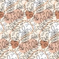 Awesome Unique Autumn Floral Line Art Vector Seamless Pattern Design Royalty Free Stock Photo