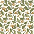 Awesome Unique Olive Green Floral Vector Seamless Pattern Design Royalty Free Stock Photo