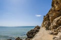 Awesome view of Albufeira cliff with side walk, Fisherman Beach, Praia dos Pescadores, Albufeira, Algarve, Portugal Royalty Free Stock Photo