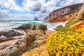 Awesome view of beach Portu Cauli in Masua with Pan di Zucchero at background