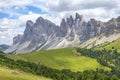 Awesome view at Odle mountains in the dolomites Royalty Free Stock Photo