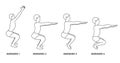 Awkward or Utkatasana Yoga Pose Line icon Set