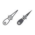 Awl line and glyph icon, craft and sew, pricker sign, vector graphics, a linear pattern on a white background.