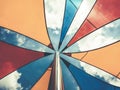 Awning in the midday sun against the sky Royalty Free Stock Photo