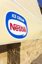 Awning with Nestle Ice Cream logo Royalty Free Stock Photo