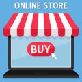 Awning Online Shopping Store on Laptop