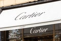 Awning and sign of the Cartier boutique on Avenue des Champs-ElysÃ©es, Paris, France