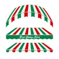 Awnings Vector Set. Different Forms. Colors of the Italian Flag Royalty Free Stock Photo